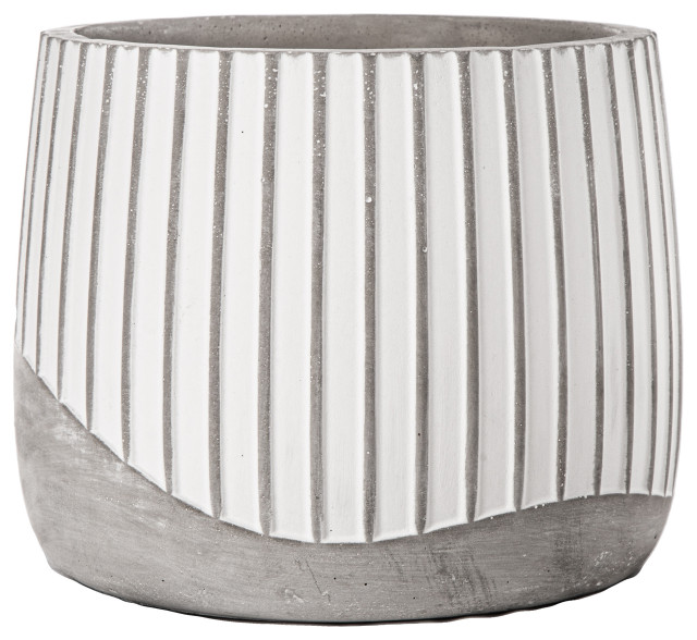 Urban Trends Cement Round Pot With Gray Finish 53614