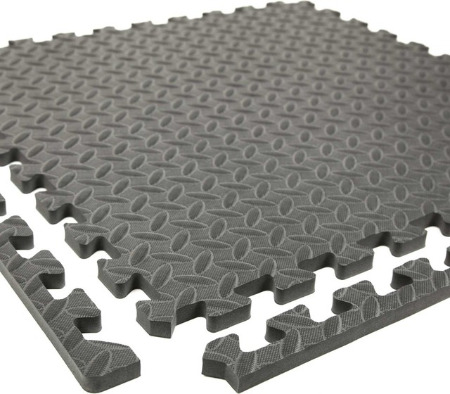 24"x24" Diamond Soft Interlocking Foam Tiles, Set of 6, Gray