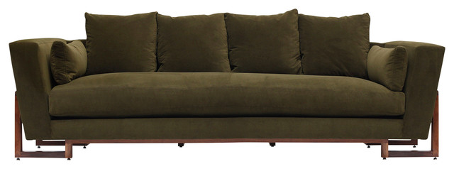 Large Sofa, Charcoal, Walnut Base, Taupe