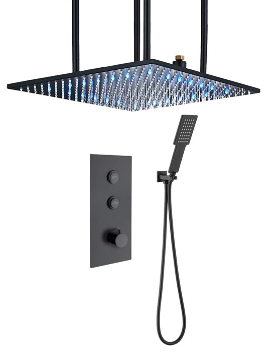 Bagheria LED 24" Rainfall Shower System With Handheld Shower, Matte