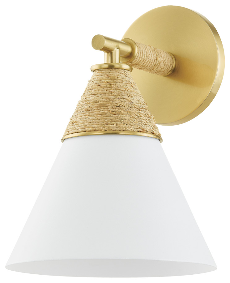 Mica 1Light Wall Sconce, Aged Brass Beach Style Wall Sconces by