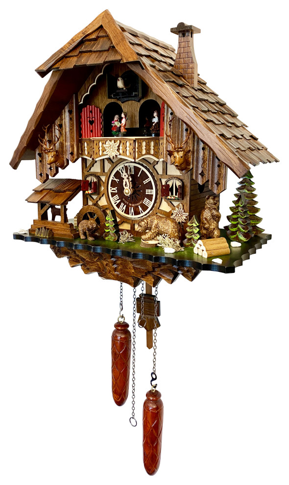 Engstler Batteryoperated Cuckoo Clock Full Size Rustic Cuckoo