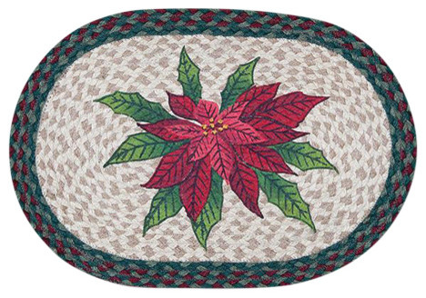 Pm-Poinsettia Oval Placemat, 13"x19"