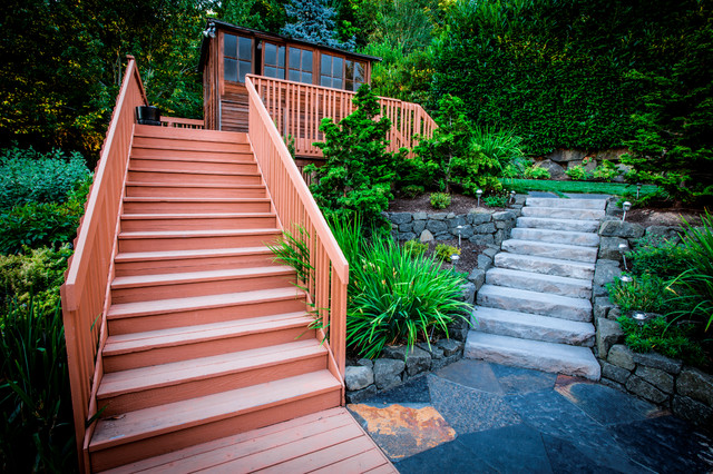 Hillside Garden Staircase Rustic Garden Portland By
