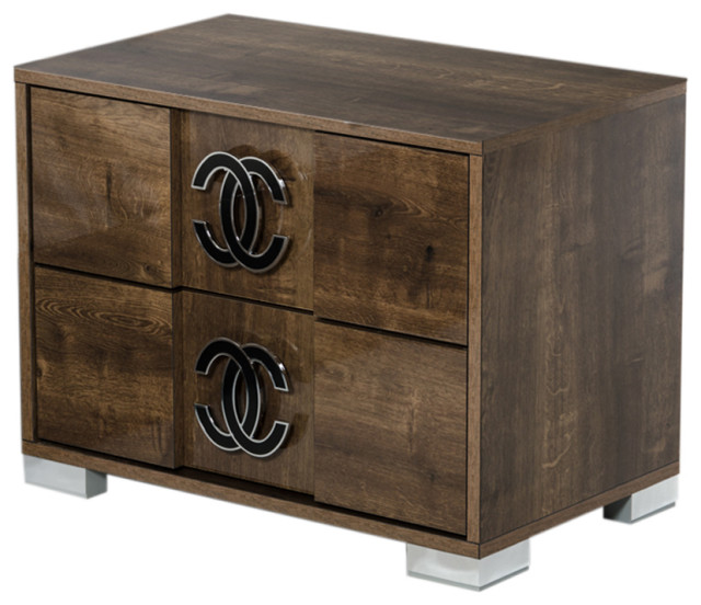20" MDF, Veneer, Chrome Nightstand Contemporary Nightstands And