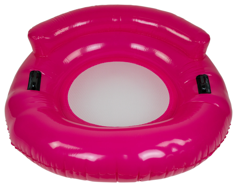 43" Pink Bubble Seat Inflatable Swimming Pool Float
