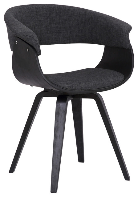 Lundgren Dining Chair, Black Brush Wood Finish and Charcoal Fabric