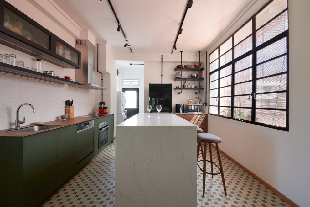 Inspiration for a contemporary kitchen remodel in Singapore
