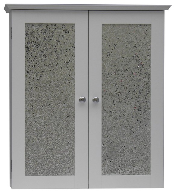 Elegant Home Buckingham White Bathroom Wall with 2 Glass Doors