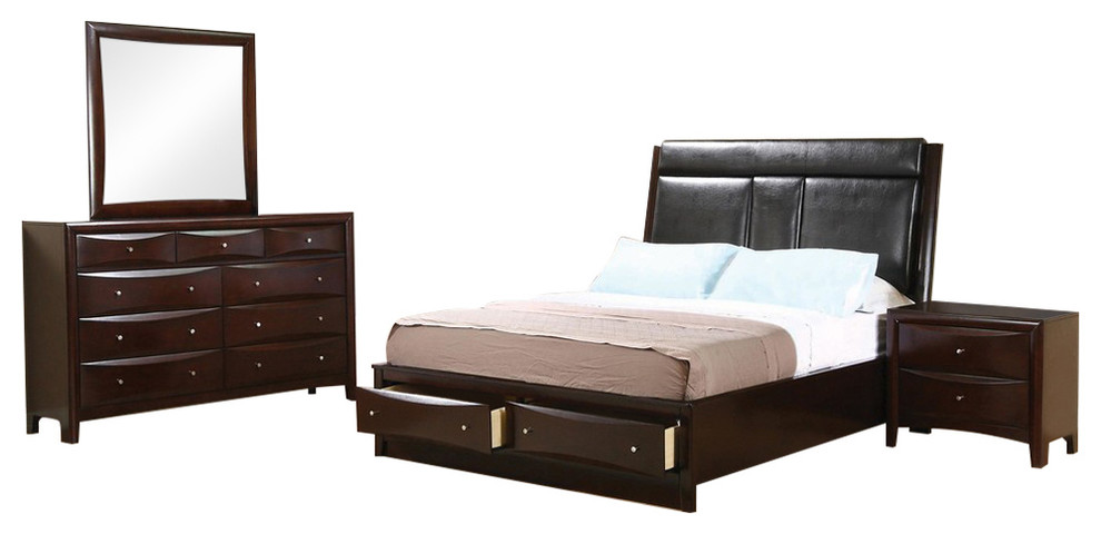 Coaster Phoenix 4 Piece Eastern King Bedroom Set Cappuccino