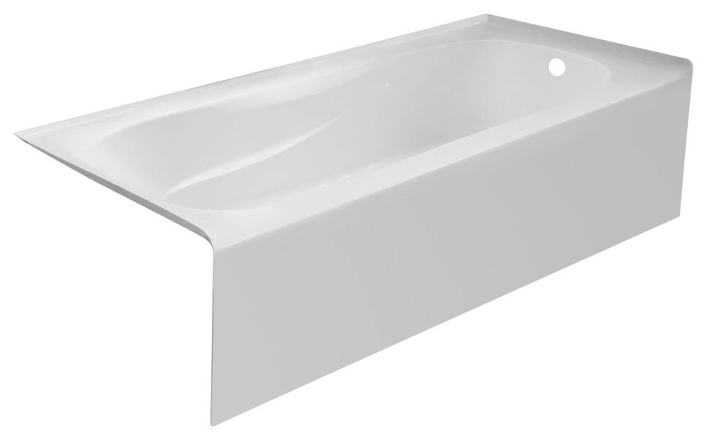 Pro White Acrylic Bathtub, Sculpted Interior and Smooth Skirt 66"x32", RH