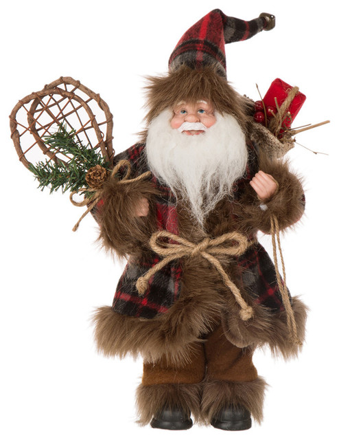12 plaid santa figurine
