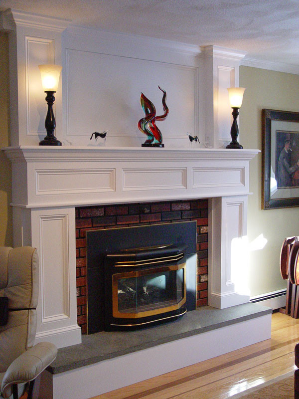 White/Brick Fireplace Mantel - Traditional - Living Room ...