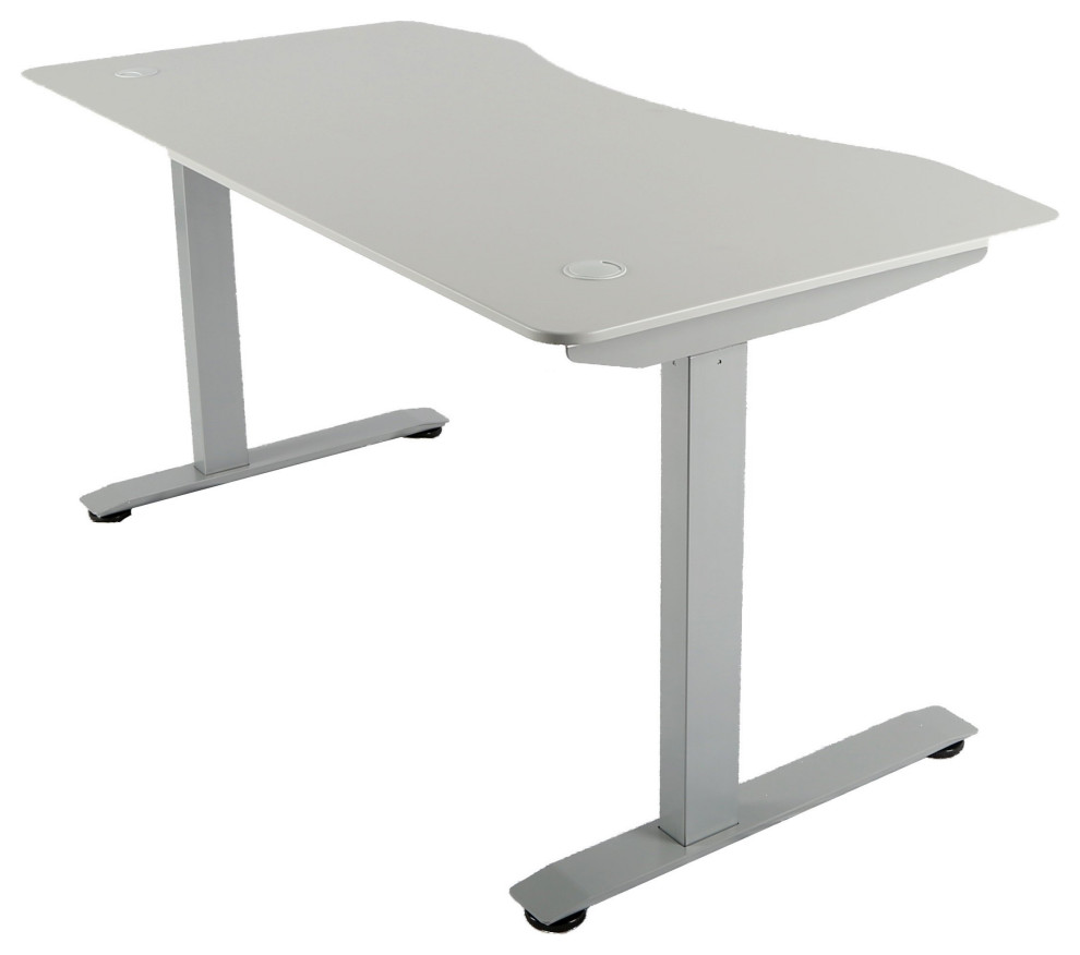 Stand-Up Office Desk Workstation, Gray, 60 x 30 Desktop, Adjustable ...