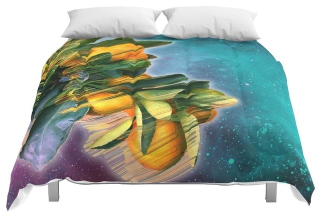 Society6 Small Fruit Tree In Outer Space Comforter Contemporary