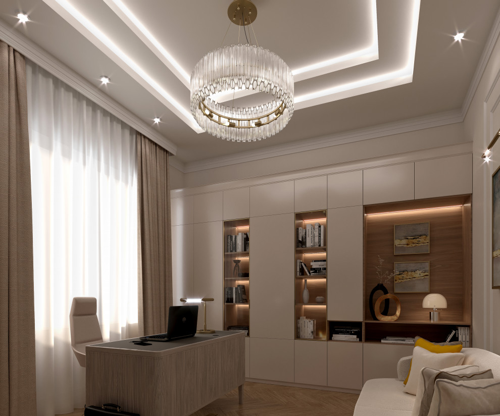 Белоснежный кабинет в загородном доме