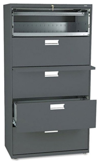 HON 600 Series 36 Inch Four Drawer Lateral File and One Roll Out Shelf - HON685L