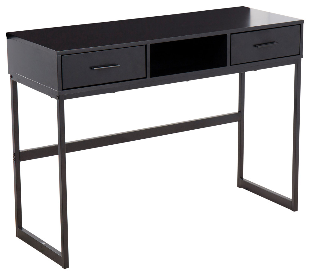 Franklin Console Table, Black Metal, Black Wood