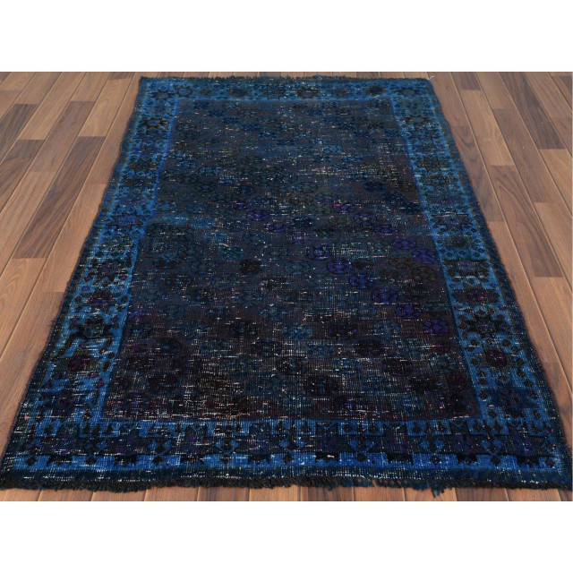Overdyed Blue Vintage Persian Qashqai, How To Clean Vintage Wool Rug