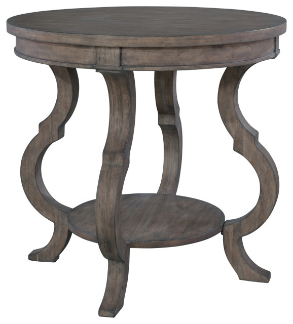 Amboy Round Lamp Table With Shaped Legs