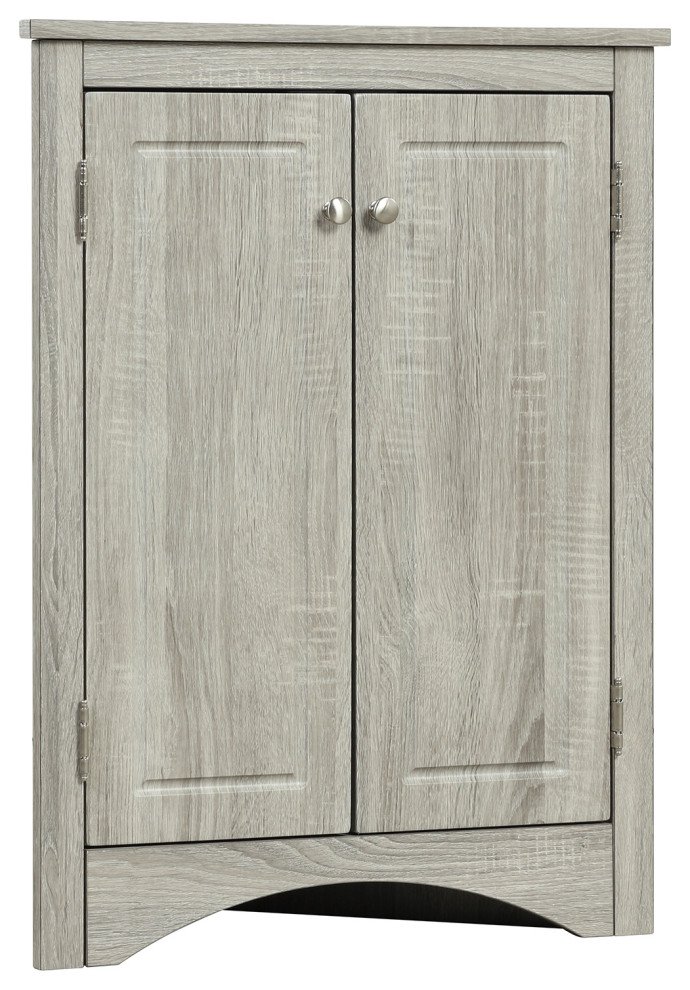 32" Wood 2door Bathroom Corner with Adjustable Shelves