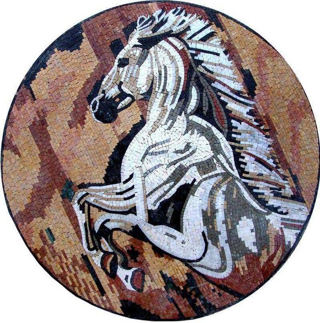 Medallion Mosaic Art White Horse Contemporary Tile Murals By Medallion Mosaic Art White Horse Contemporary Tile Murals By Mozaico Inc
