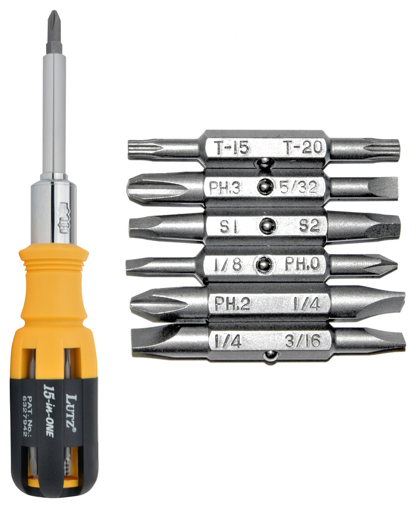 Lutz 15-IN-1 Ratcheting Screwdriver Set, Yellow