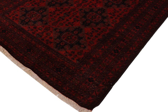 357259 Hand-Knotted Wool Rug eCarpet Gallery Area Rug for Living Room Bedroom Finest Khal Mohammadi Bordered Red Rug 4'4 x 6'6 
