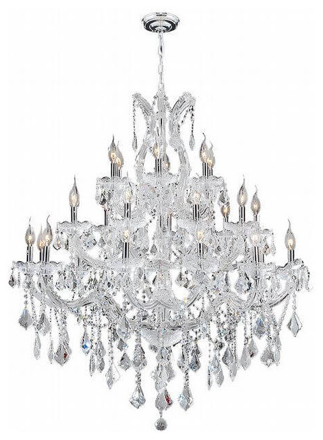Maria Theresa 28 Light Large Chandelier In Polished Chrome With Clear Crystal