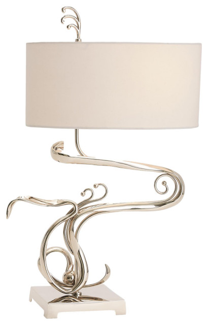 Elegant Silver Metal Flourish Table Lamp Modern Abstract Scroll Organic  Shape - Contemporary - Table Lamps - by My Swanky Home | Houzz