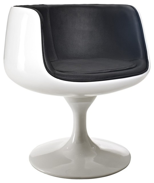 Modern white fiberglass lounge chair with black seat Cuppo