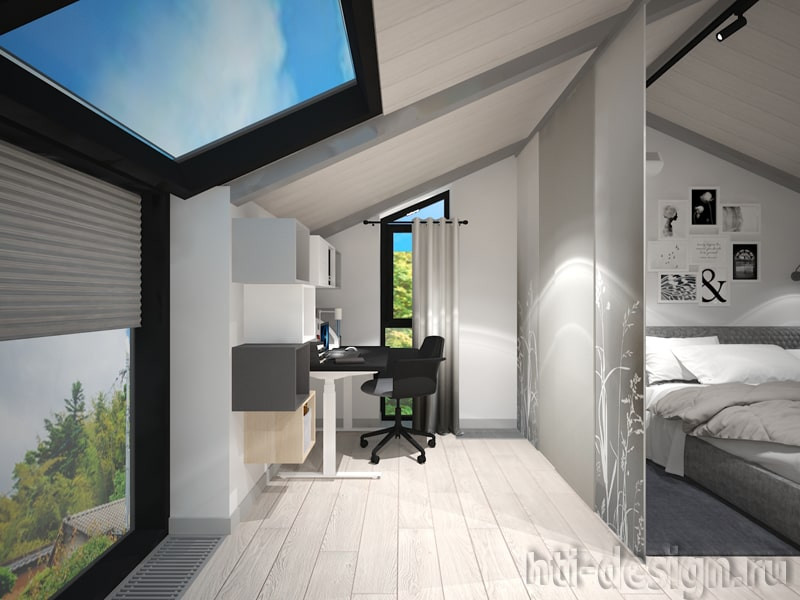 Спальня 25 кв.м в мансарде