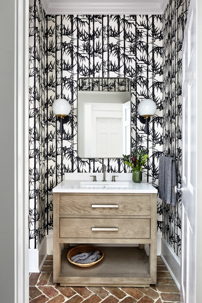 Inspiration for a transitional powder room in DC Metro.