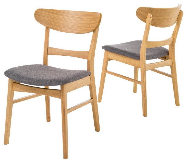 Helen Mid Century Dining Chair, Dark Gray/Oak, Set of 2