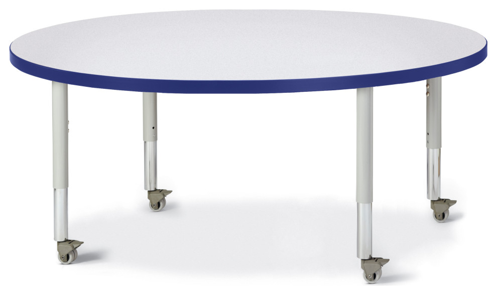Berries Round Activity Table 48" Diameter, Mobile Gray/Blue/Gray