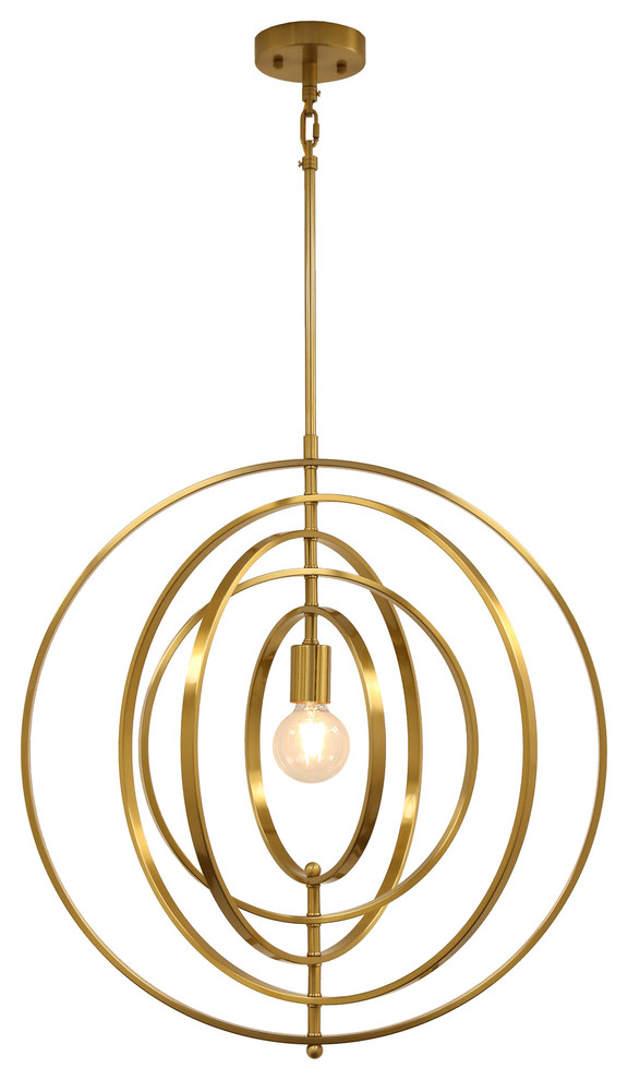 Kinsey Gold Transitional 1 Light Pendant, 24" Round Contemporary
