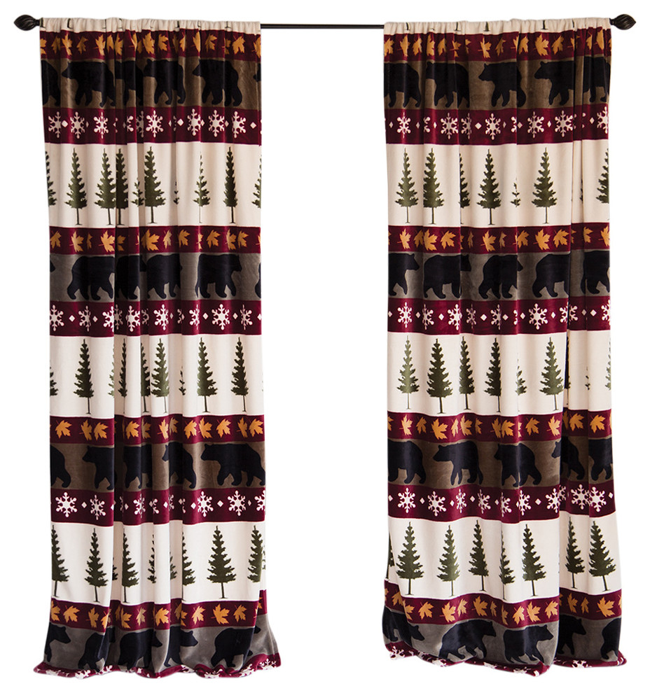 Tall Pine Rustic Cabin Curtain panels, Set of 2 Rustic Curtains