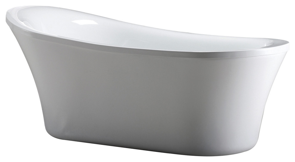 OVE Decors Rachel 70 in Freestanding Bathtub with Popup and Overflow