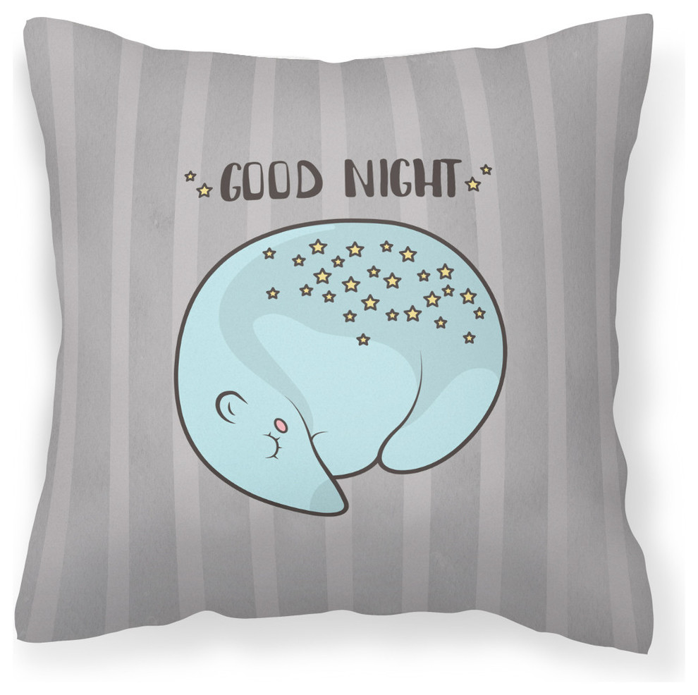 Nursery Good Night Opossum Fabric Decorative Pillow Contemporary