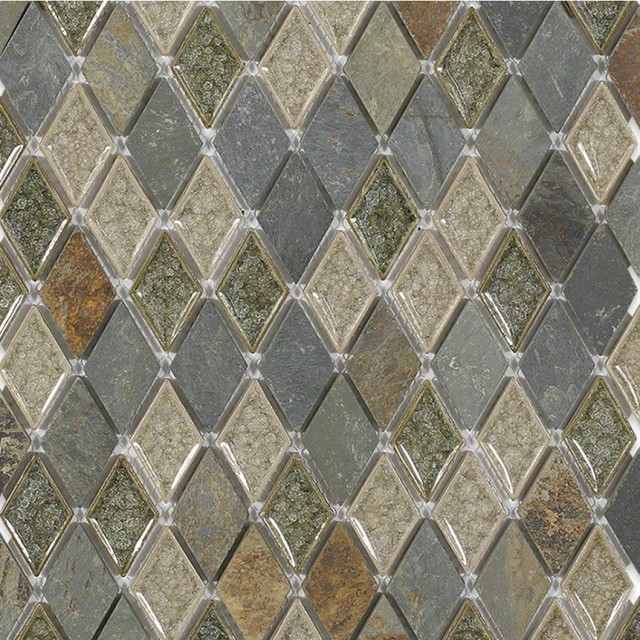 Roman Emperial Slate Diamond Glass Tile Sample Traditional