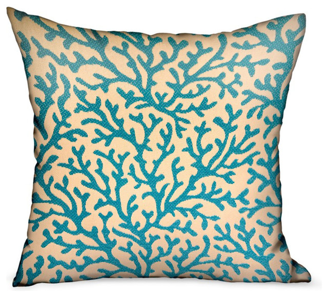 Marlin Vines Blue, Cream Floral Luxury Throw Pillow Double Sided, 26"x26"
