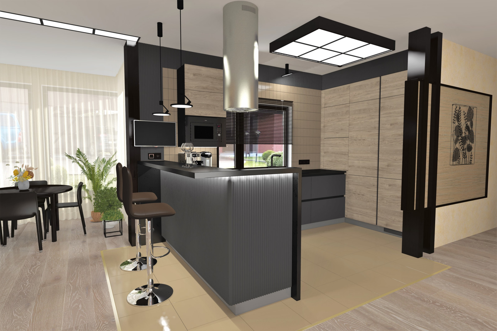 Визуализация проекта редизайн кухни в частном доме