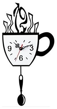 riginality Wall Clock Coffee Cup Pendulum Clock Mute LC1010
