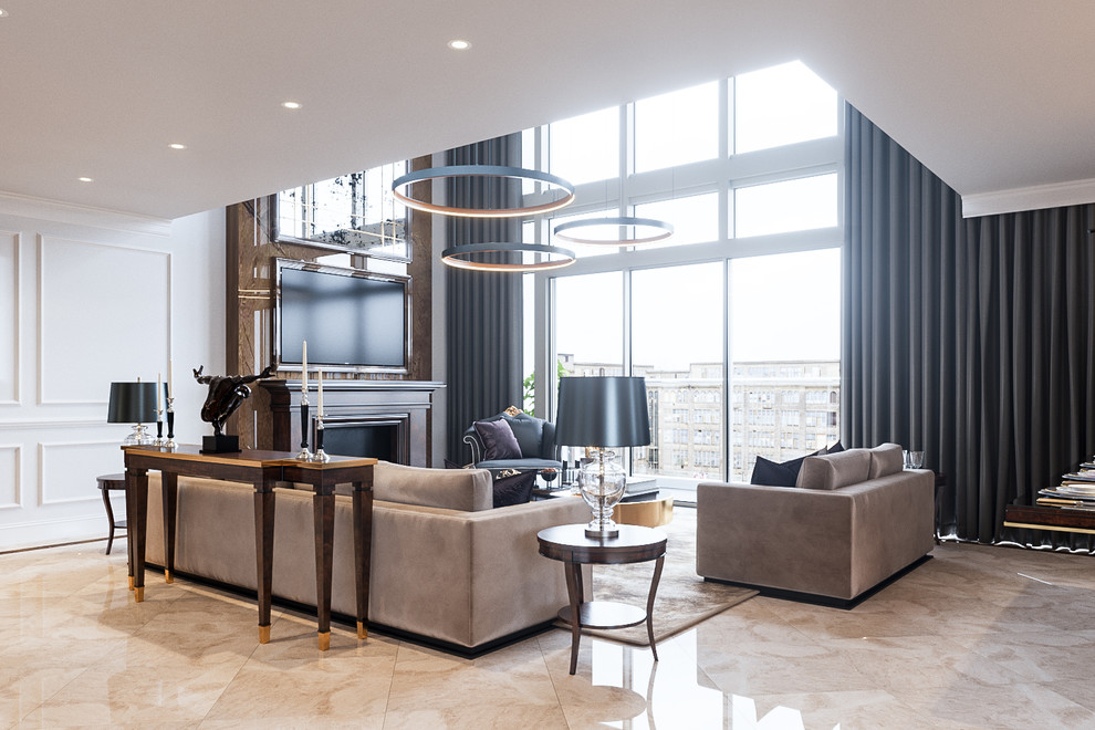 Stunning High Ceiling Living Room Interior Design - Modern - Other