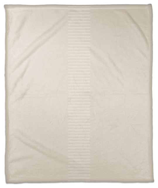 Cream Stacked Lines 50x60 Coral Fleece Blanket
