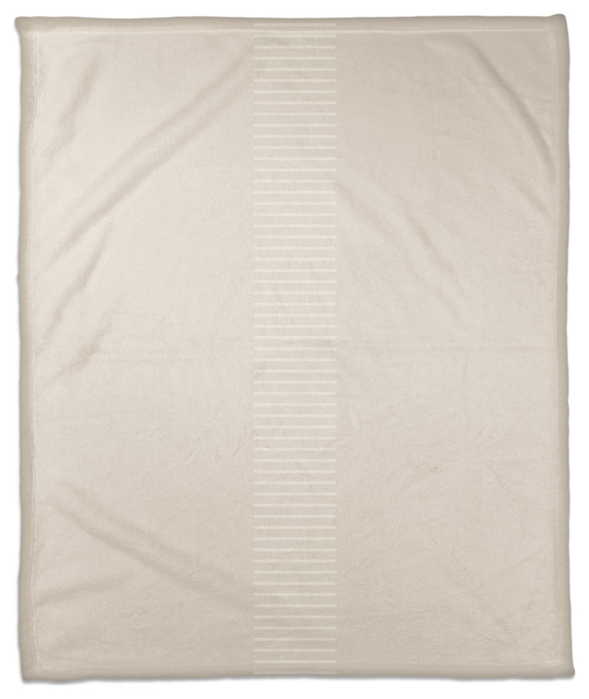 Cream Stacked Lines 50x60 Coral Fleece Blanket