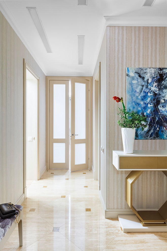 Inspiration for a transitional hallway in Moscow with beige walls and beige floor.