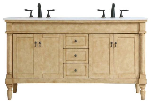 Elegant Decor Lexington 60" Double Marble Top Bathroom Vanity in ...