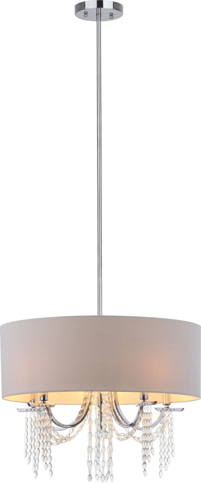 Cotillion Pendant Light - Beige Shade, Chrome Lamp