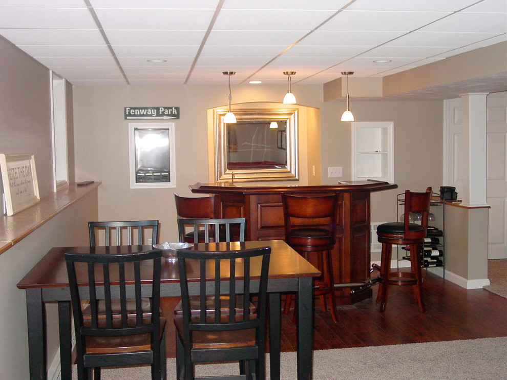 Home bar - small transitional home bar idea in Boston